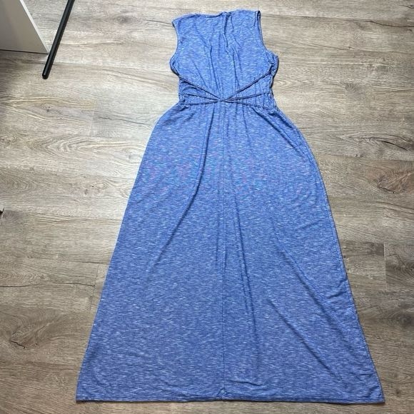 Max Studio Maxi Dress Blue Heathered Fitted Waist Stretchy - Picture 2 of 6